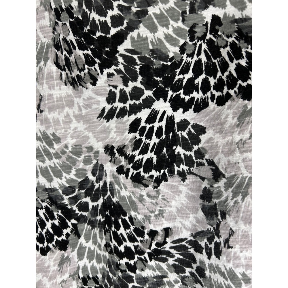 St Johns Bay Womens Large Black Gray Abstract Print Crochet V-Neck Cotton Top - Picture 7 of 7